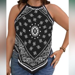 Women’s bandana halter tank top